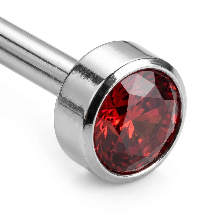 Piercing con zircone colorato in Titanio F136 - Piercing per lingua
