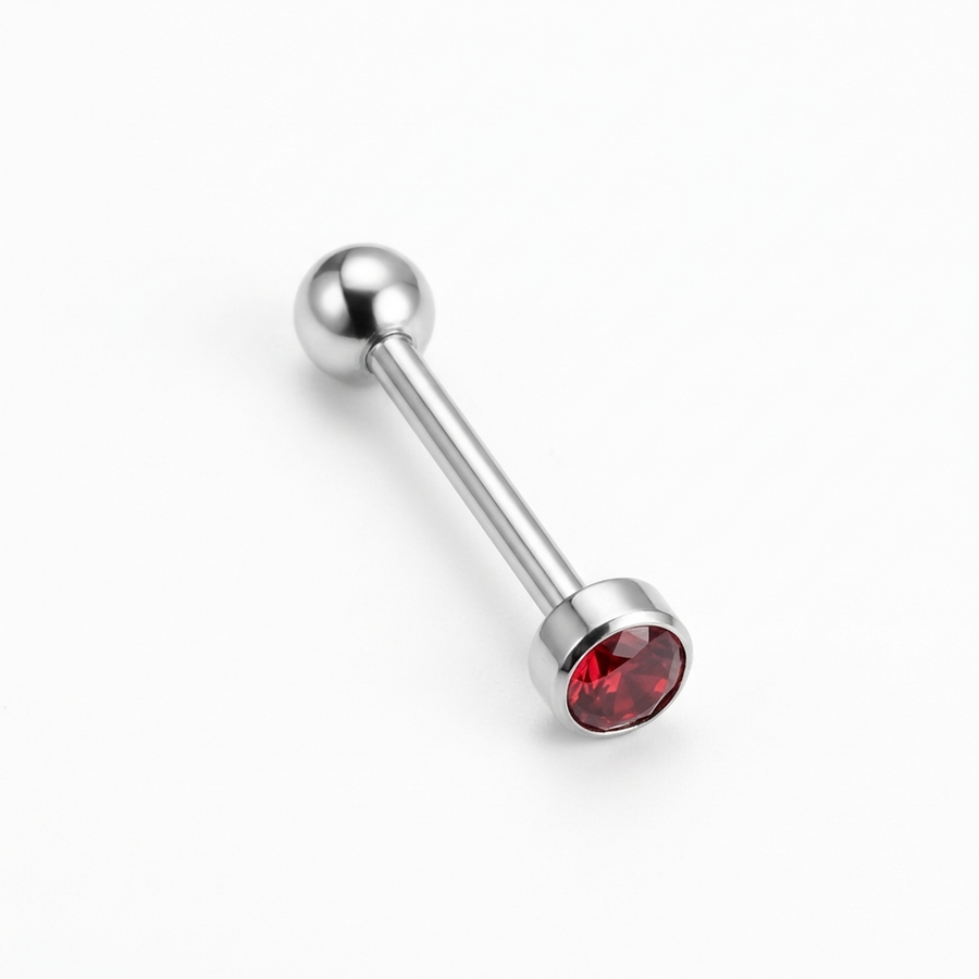 Piercing con zircone colorato in Titanio F136 - Piercing per lingua