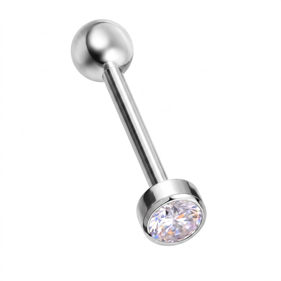Piercing con zircone colorato in Titanio F136 - Piercing per lingua