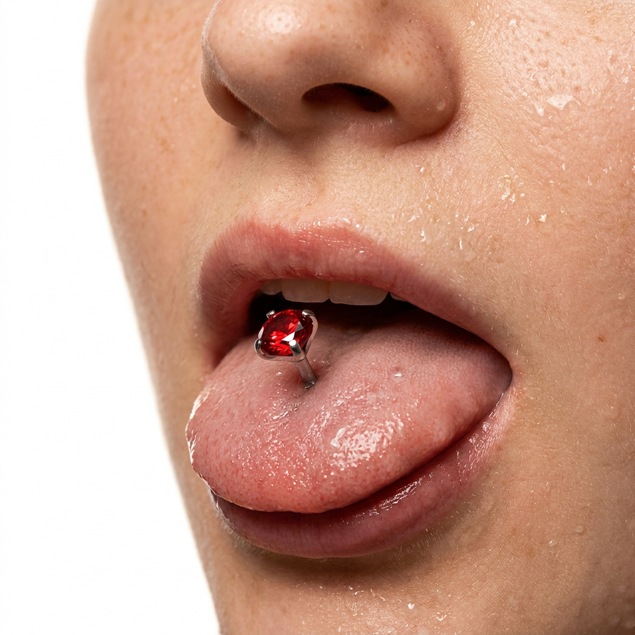 Piercing con zircone rotondo in Titanio F136 - Piercing per lingua
