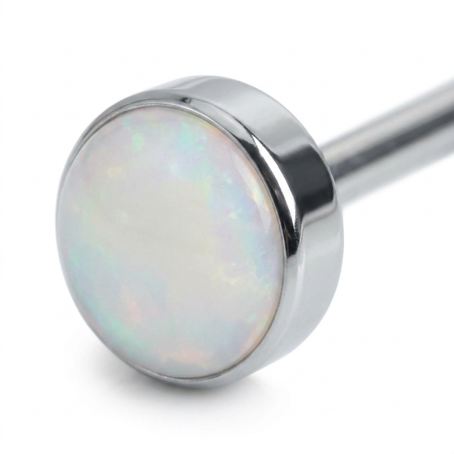 Piercing con sfera con opale in Titanio F136 - Piercing per lingua
