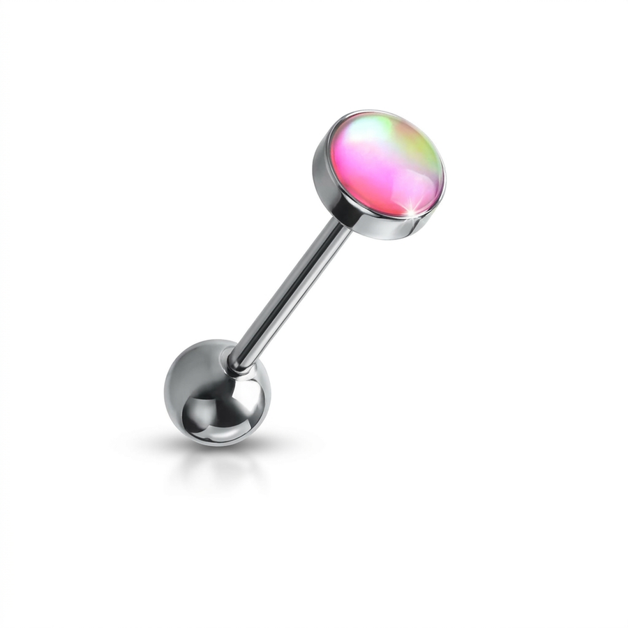 Piercing con sfera con opale in Titanio F136 - Piercing per lingua