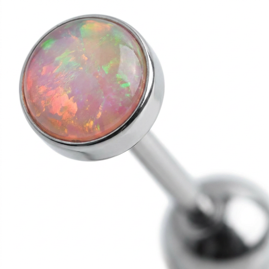 Piercing con sfera con opale in Titanio F136 - Piercing per lingua