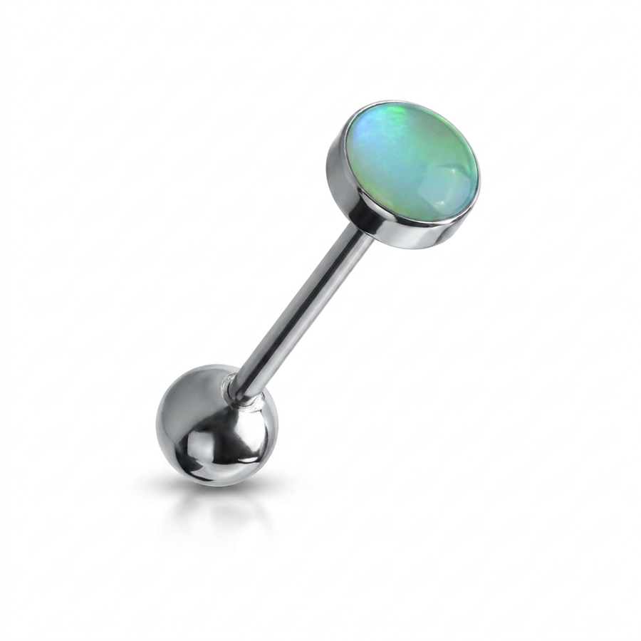 Piercing con sfera con opale in Titanio F136 - Piercing per lingua