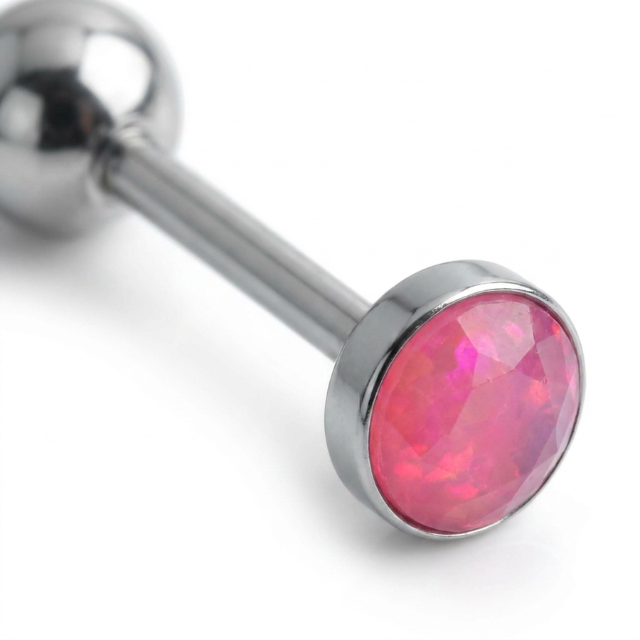 Piercing con sfera con opale in Titanio F136 - Piercing per lingua