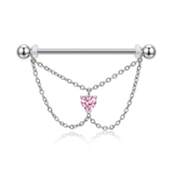 Piercing con catena e pietra rosa in Titanio G23 - Piercing per Industrial