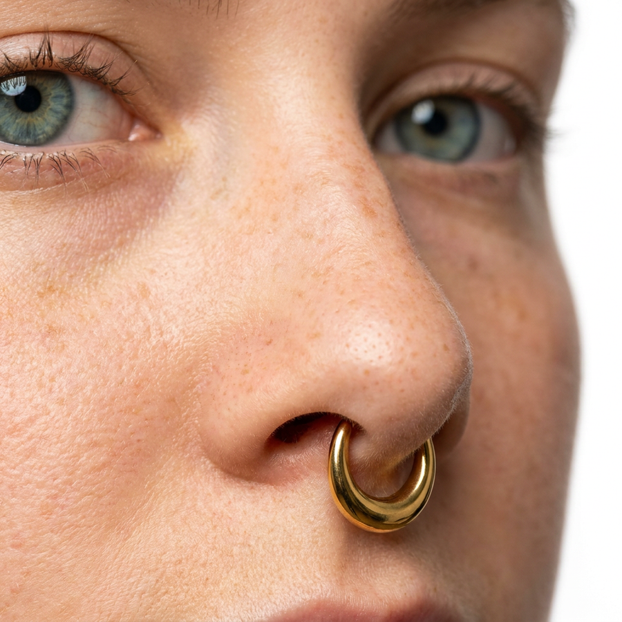 Cerchietto con bombatura in Titanio - Piercing per orecchio / naso