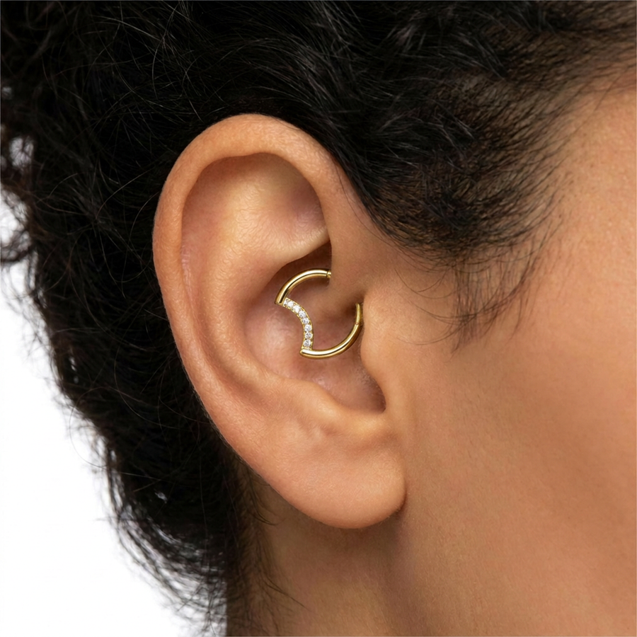 Piercing mezza luna con zirconi in Titanio G23 - Piercing per Lobo, helix, daith, septum