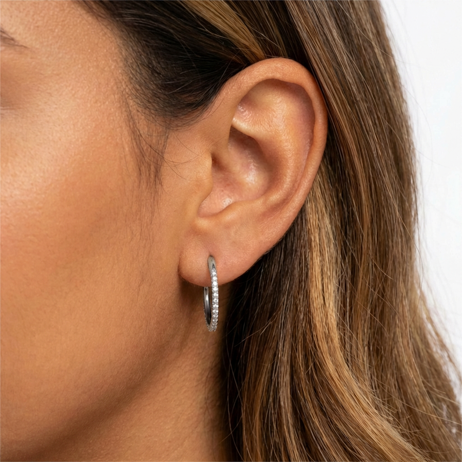 Cerchietto con zirconi in Titanio - Piercing per orecchio / naso / labbra