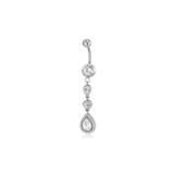 Piercing con zirconi e gocce pendenti in Acciaio Chirurgico 316L - Piercing per ombelico