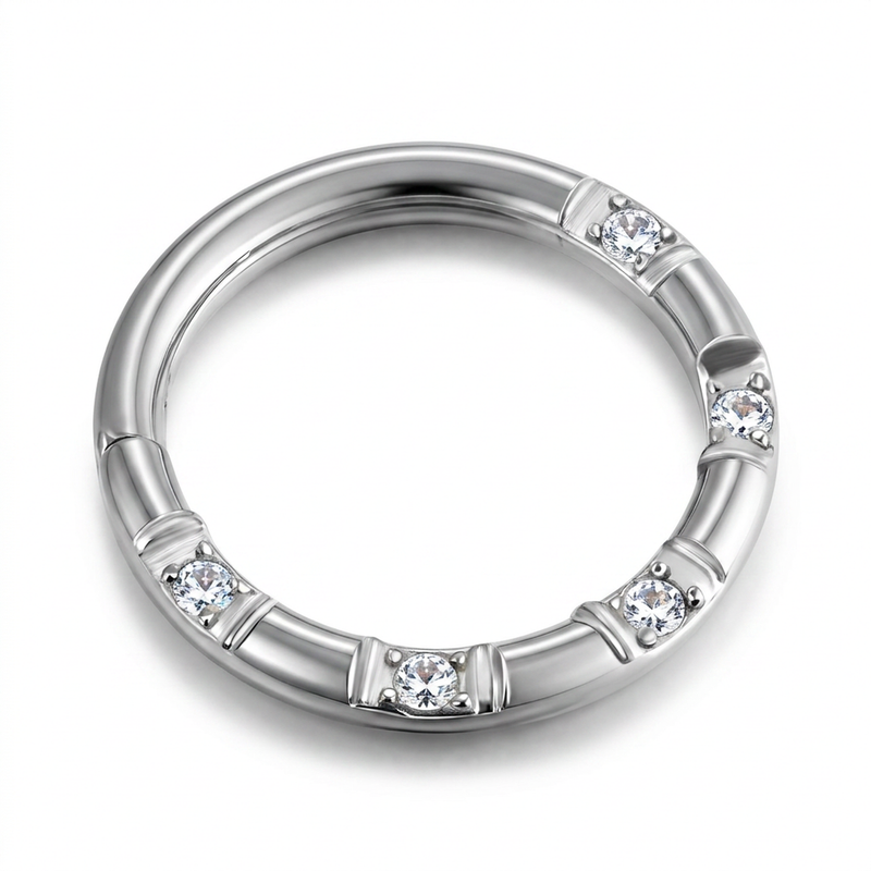 Cerchietto con zirconi in Acciaio Chirurgico 316L - Piercing per orecchio / naso