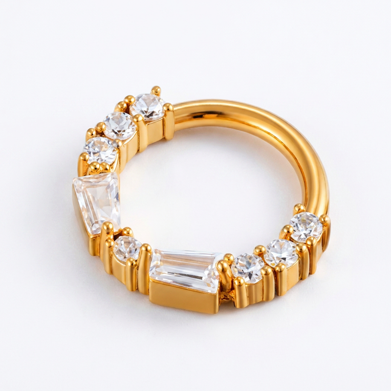 Cerchietto con zirconi in Acciaio Chirurgico 316L - Piercing per orecchio / naso