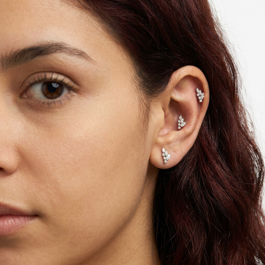 Barretta con ramoscello in Titanio - Piercing per orecchio