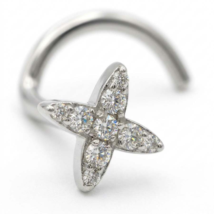 Piercing con fiore di zircone in Titanio G23- Piercing per naso