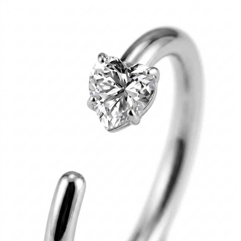 Piercing con cuoricino di zircone in Titanio G23- Piercing per naso