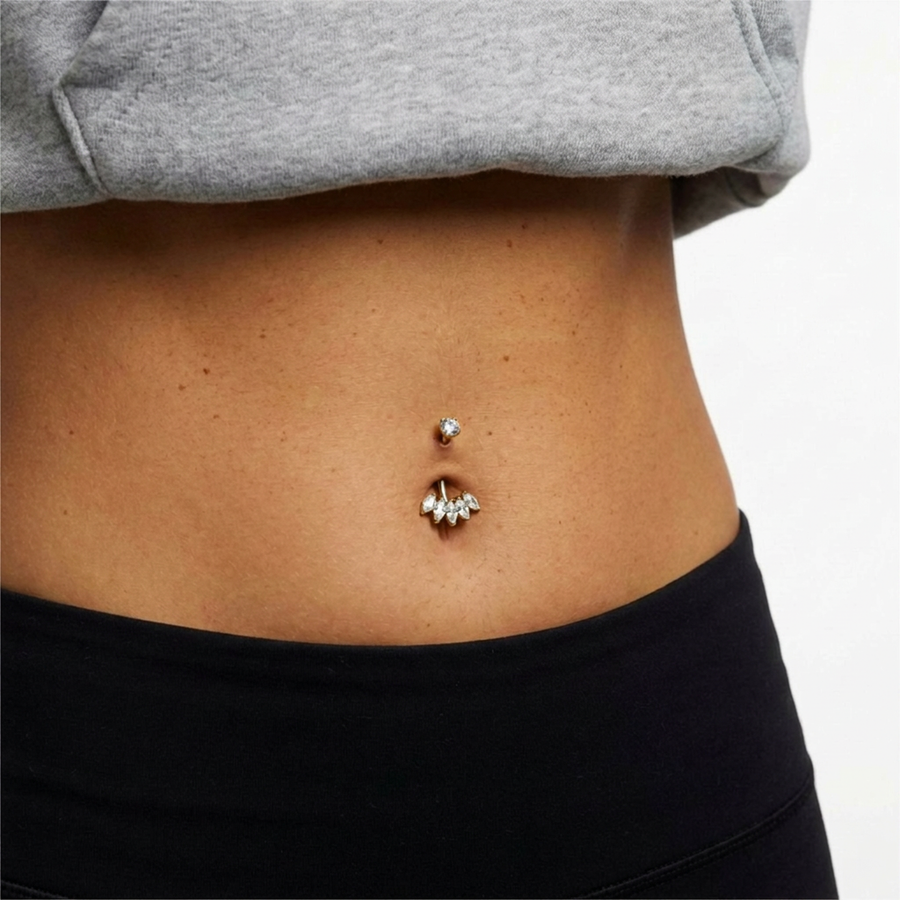 Piercing con zirconi in Titanio G23 - Piercing per ombelico