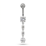 Piercing con zirconi rotondi e pendenti in Titanio G23 - Piercing per ombelico