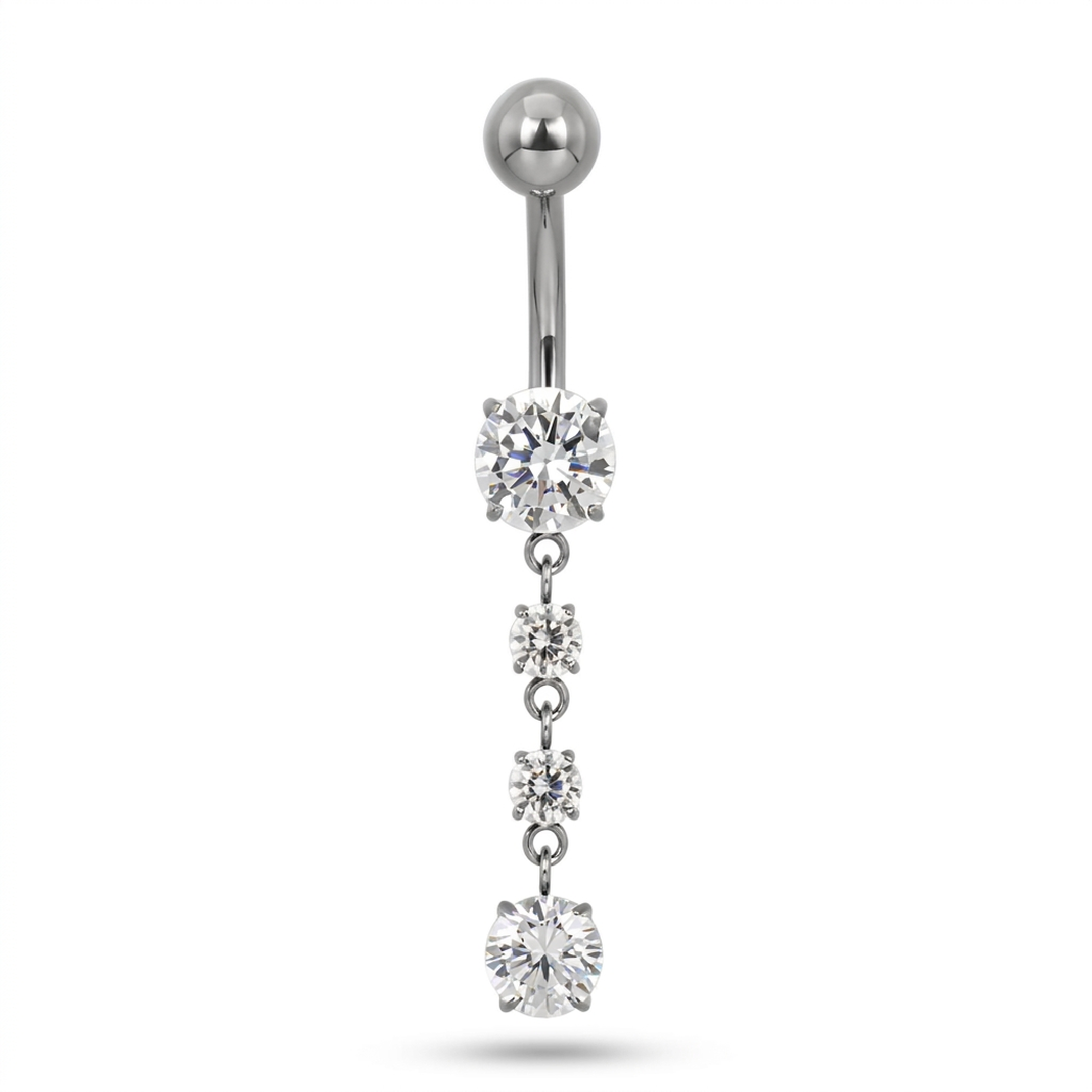 Piercing con zirconi rotondi e pendenti in Titanio G23 - Piercing per ombelico