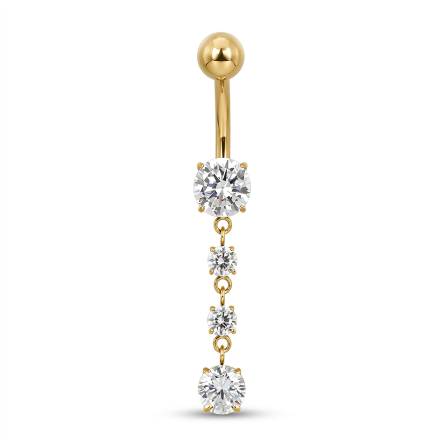 Piercing con zirconi rotondi e pendenti in Titanio G23 - Piercing per ombelico