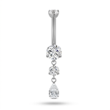 Piercing con zirconi pendenti in Titanio G23- Piercing per ombelico