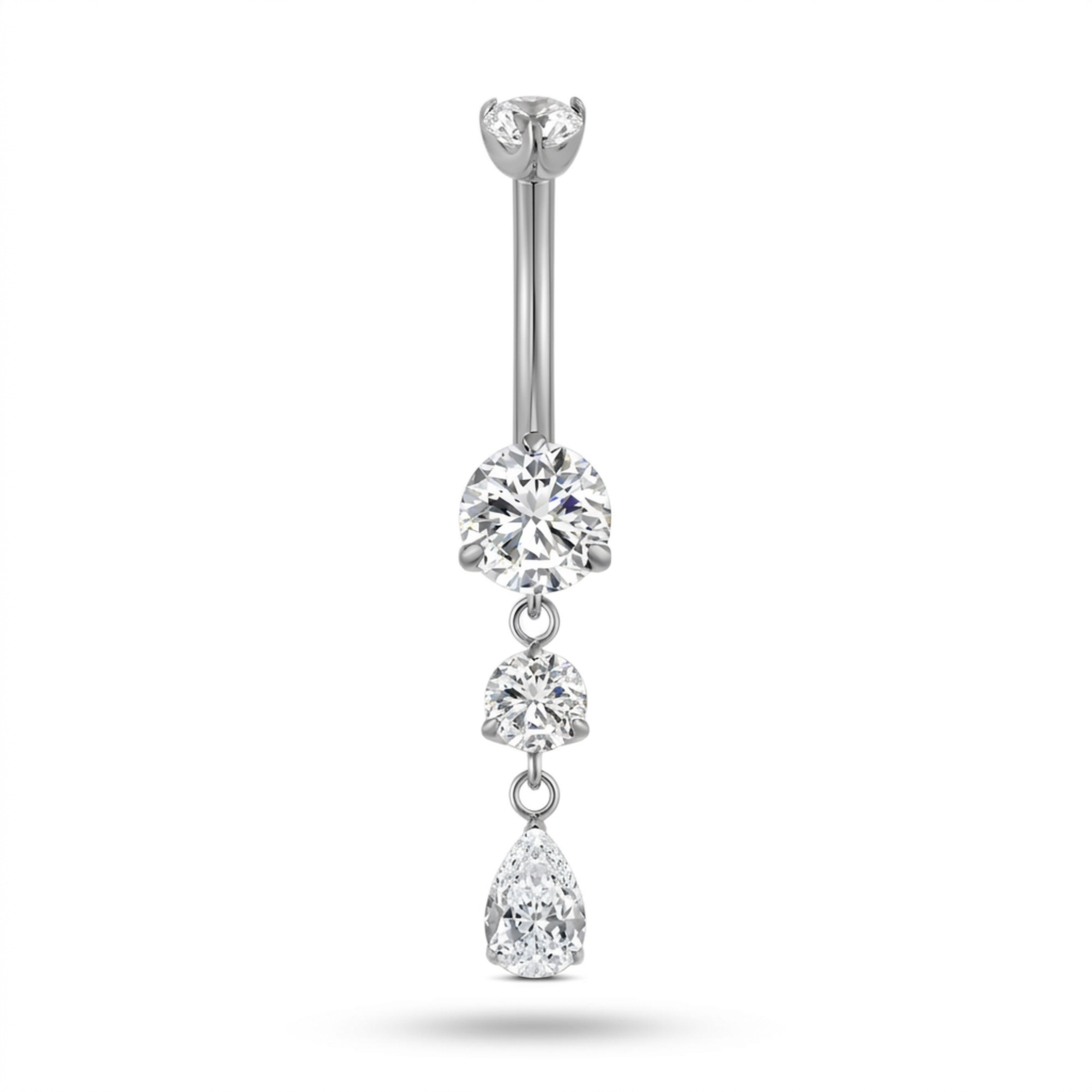 Piercing con zirconi pendenti in Titanio G23- Piercing per ombelico