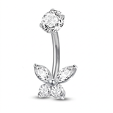 Piercing con farfalla di zirconi in Titanio G23- Piercing per ombelico