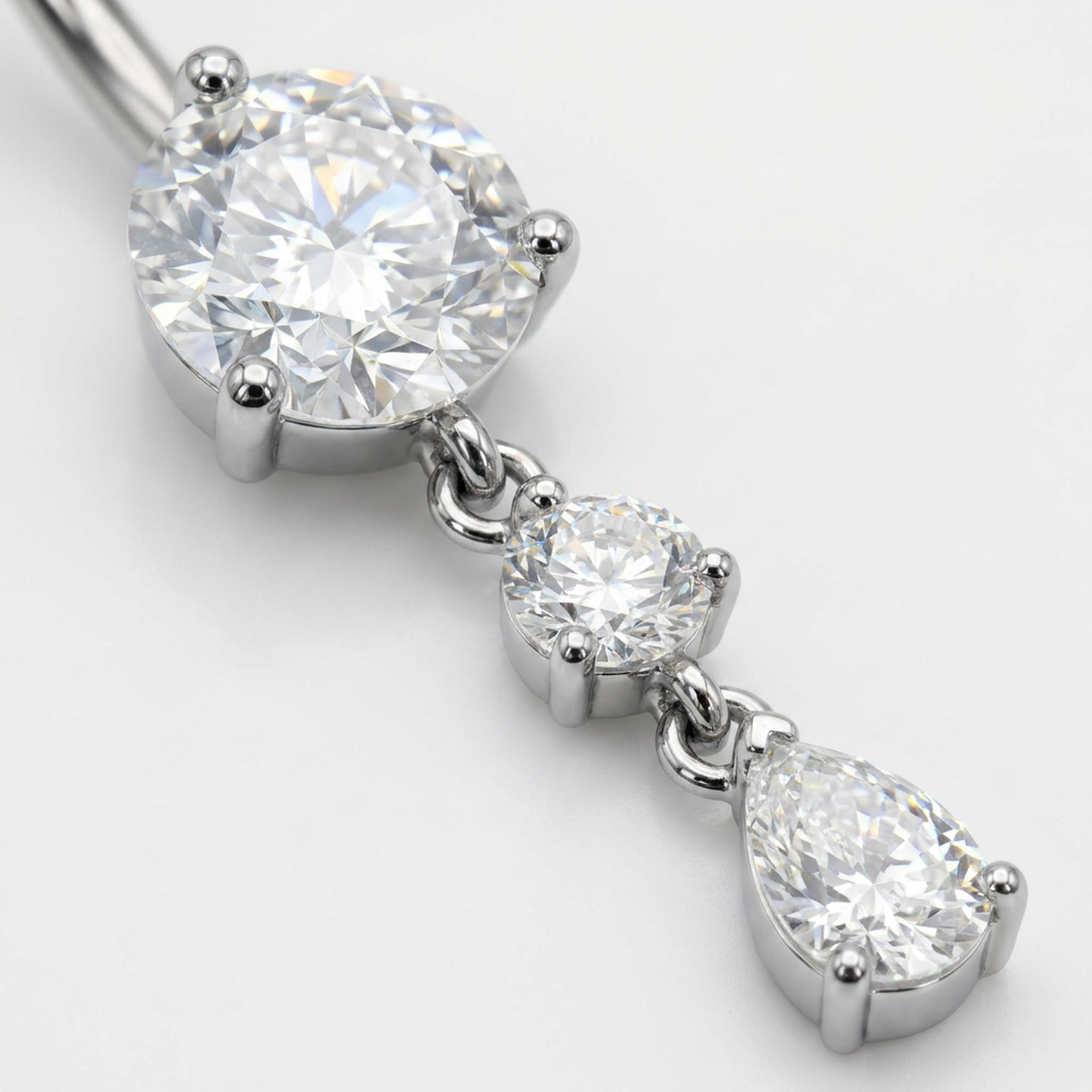 Piercing con zirconi pendenti in Titanio G23- Piercing per ombelico