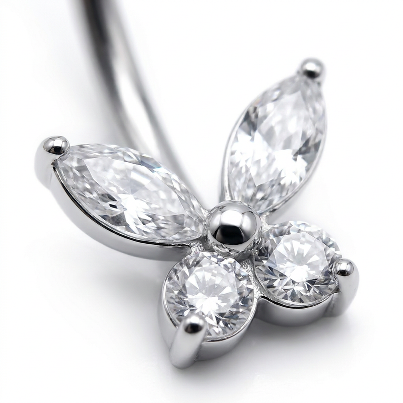 Piercing con farfalla di zirconi in Titanio G23- Piercing per ombelico