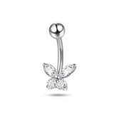 Piercing con farfallina di zirconi in Titanio G23 - Piercing per ombelico