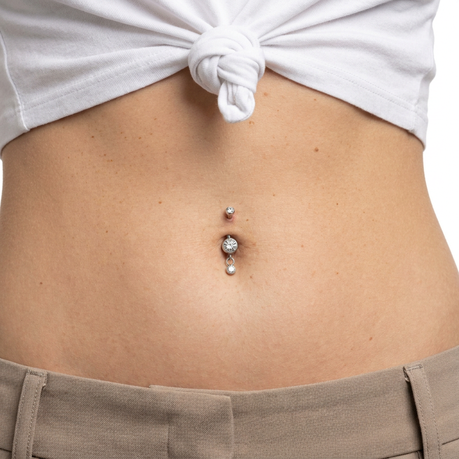 Piercing con zirconi in Titanio G23 - Piercing per ombelico
