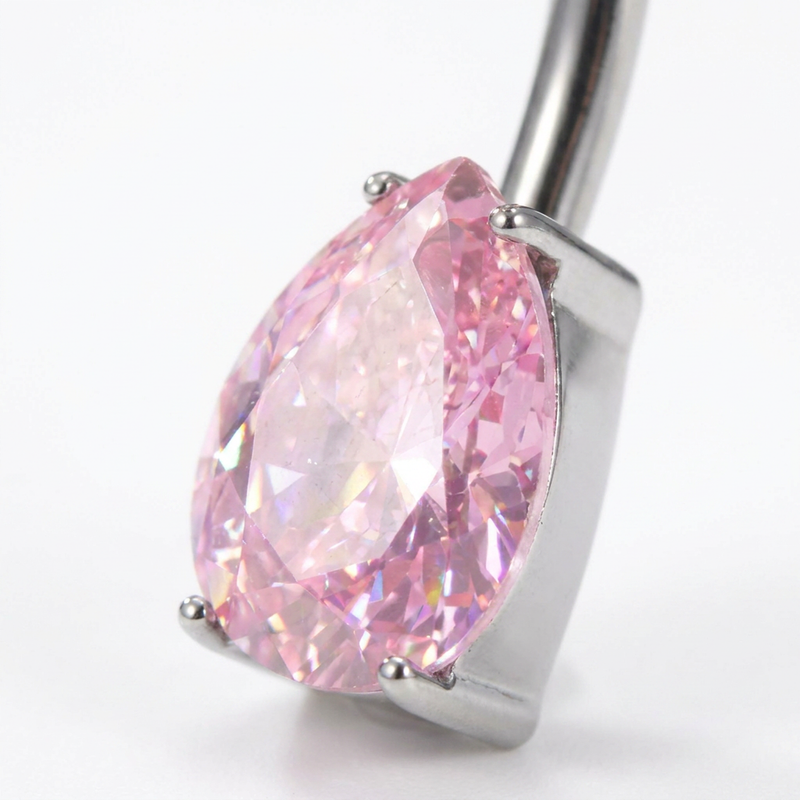 Piercing con zirconi a goccia in Titanio G23 - Piercing per ombelico