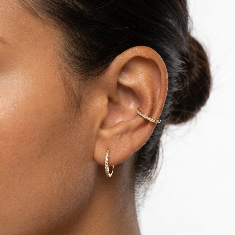 Cerchietto con zirconi in Titanio G23 - Piercing per lobo, helix, forward helix, conch, tragus, anitragus, rook, minimal, labret