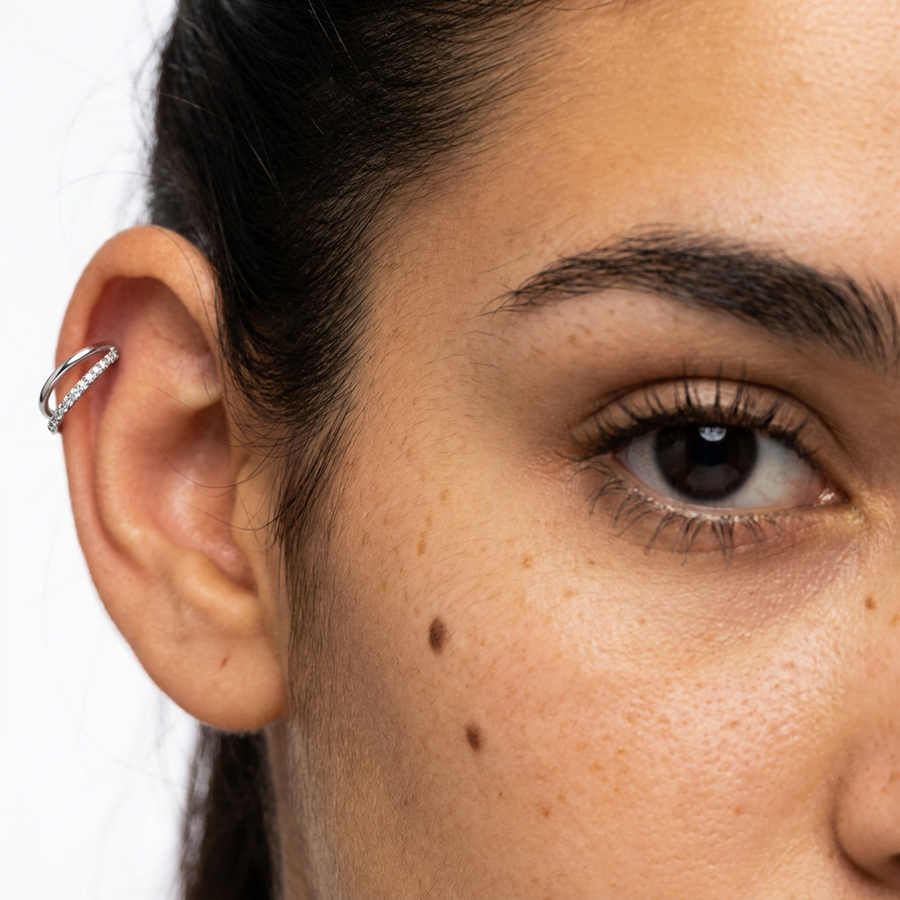 Piercing con zirconi in titanio G23 - Piercing per Lobo, helix, daith, septum