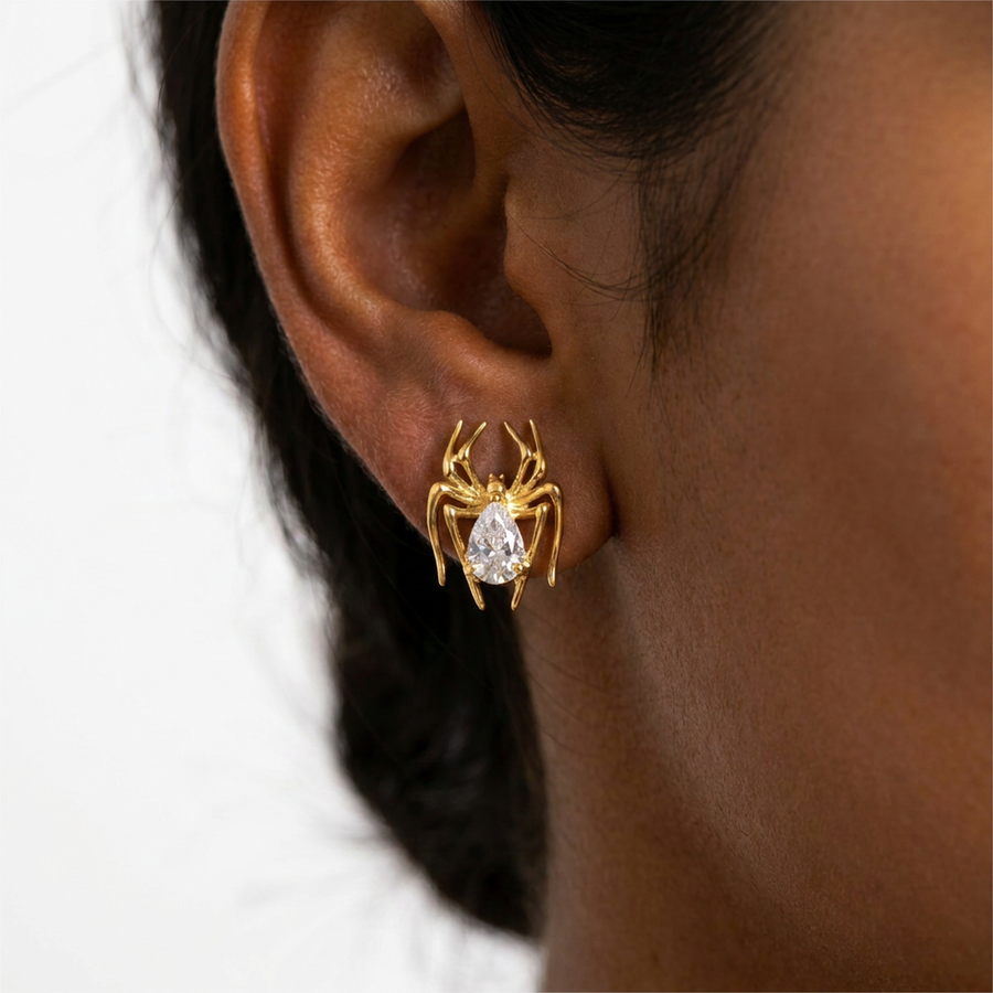 Piercing con ragno in Titanio G23- Piercing per Lobo, helix, forward helix, conch, flat, tragus