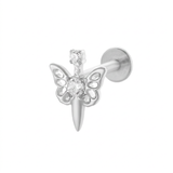 Piercing con libellula di zirconi in Titanio G23- Piercing per Lobo, helix, forward helix, conch, flat, tragus