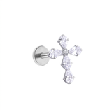 Piercing con croce di zirconi in Titanio G23- Piercing per Lobo, helix, forward helix, conch, flat, tragus