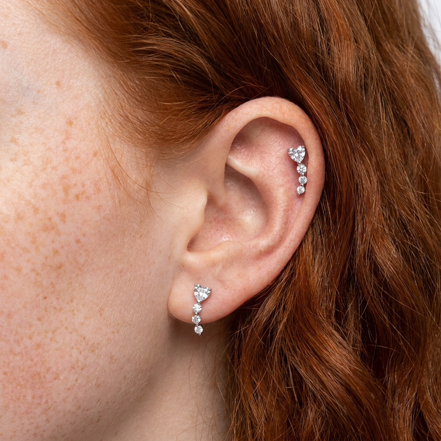 Piercing con zirconi in Titanio G23- Piercing per Lobo, helix, forward helix, conch, flat, tragus