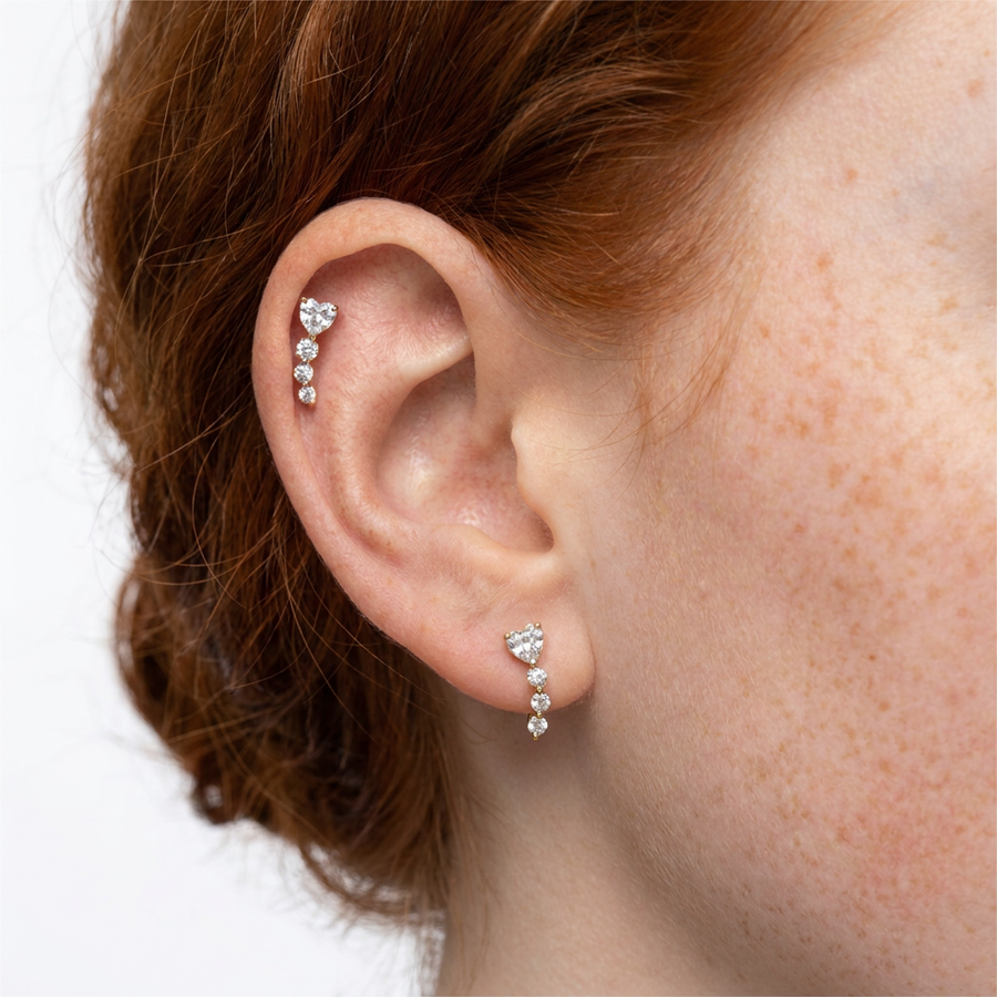 Piercing con zirconi in Titanio G23- Piercing per Lobo, helix, forward helix, conch, flat, tragus