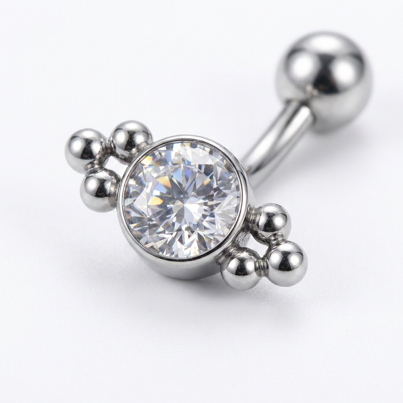 Piercing con zirconi in Titanio G23 - Piercing per Rook, snug, eyebrow