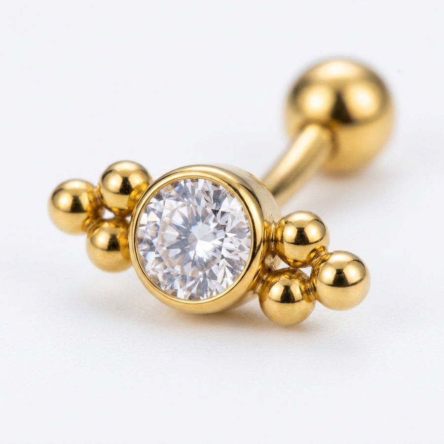 Piercing con zirconi in Titanio G23 - Piercing per Rook, snug, eyebrow