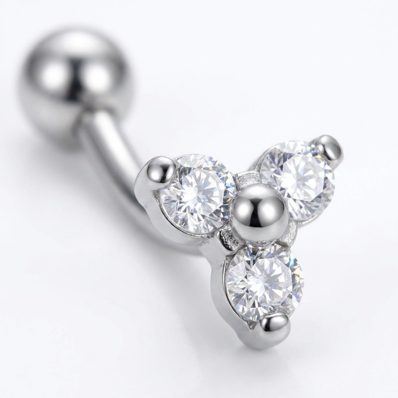Piercing con zirconi in Titanio G23 - Piercing per Rook, snug, eyebrow