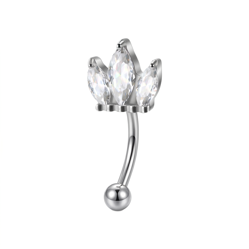 Piercing con tre zirconi in Titanio G23 - Piercing per Rook, snug, eyebrow