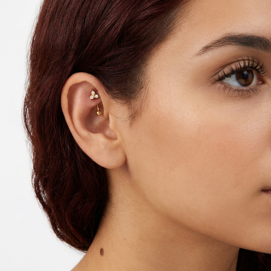 Piercing con zirconi in Titanio G23 - Piercing per Rook, snug, eyebrow