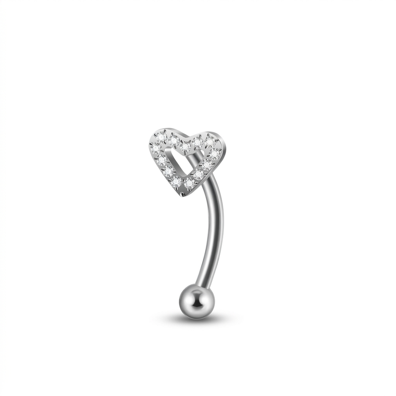 Piercing con cuore e zirconi in Titanio G23 - Piercing per Rook, snug, eyebrow