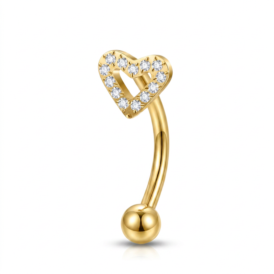 Piercing con cuore e zirconi in Titanio G23 - Piercing per Rook, snug, eyebrow