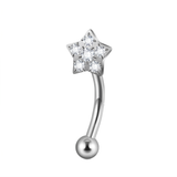 Piercing con stella di zirconi in Titanio G23 - Piercing per Rook, snug, eyebrow