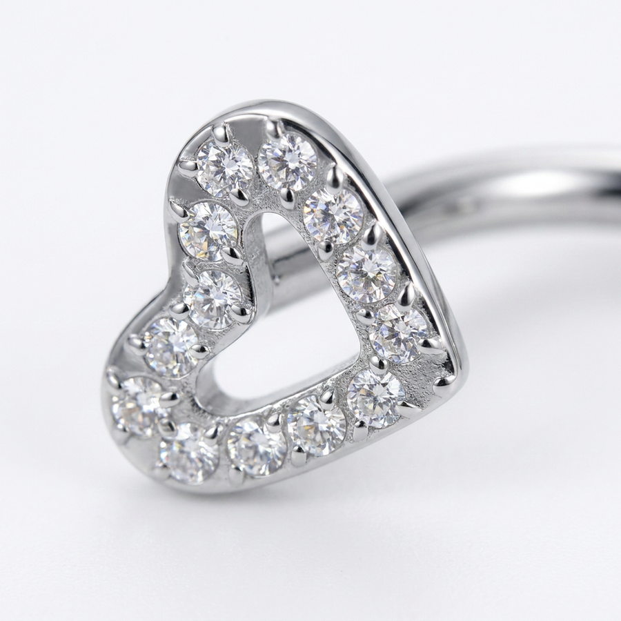 Piercing con cuore e zirconi in Titanio G23 - Piercing per Rook, snug, eyebrow