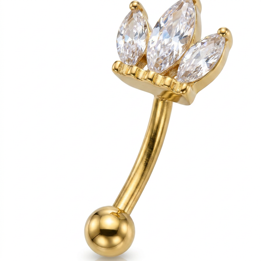 Piercing con tre zirconi in Titanio G23 - Piercing per Rook, snug, eyebrow