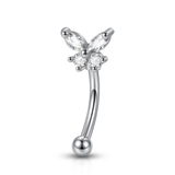 Piercing con farfallina di zirconi in Titanio G23 - Piercing per Rook, snug, eyebrow