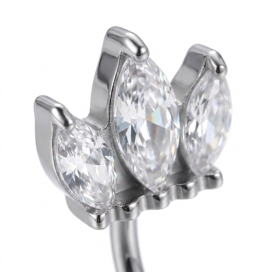 Piercing con tre zirconi in Titanio G23 - Piercing per Rook, snug, eyebrow